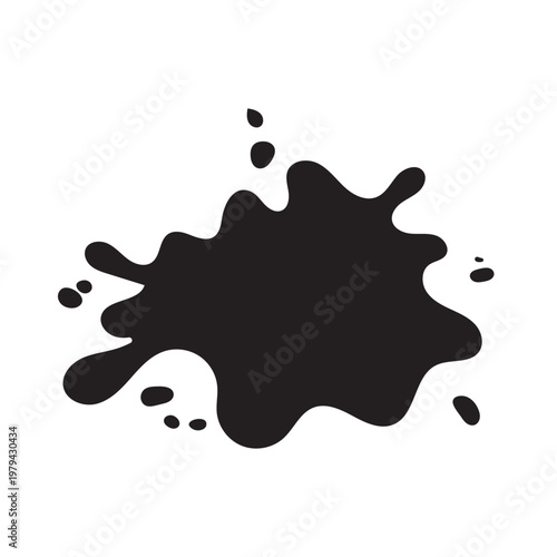 Oil shortage black scattered amorphous droplets, fluid spill pattern on white background.