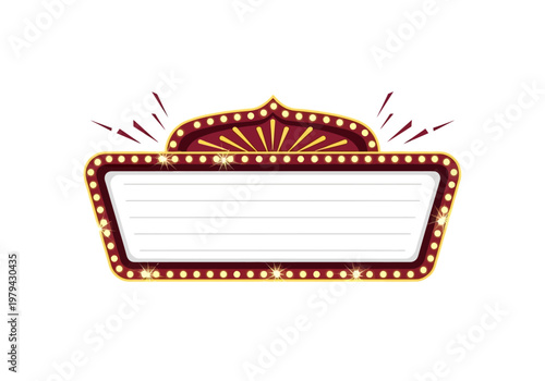Vintage marquee sign with glowing lights and copy space, perfect for retro entertainment promotions
