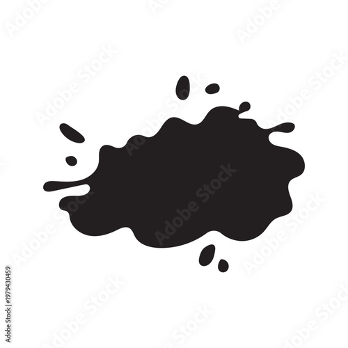 Oil shortage black scattered amorphous droplets, fluid spill pattern on white background.
