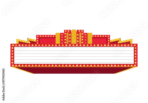 Classic Marquee Signage with Illuminated Bulbs and Blank Space for Text