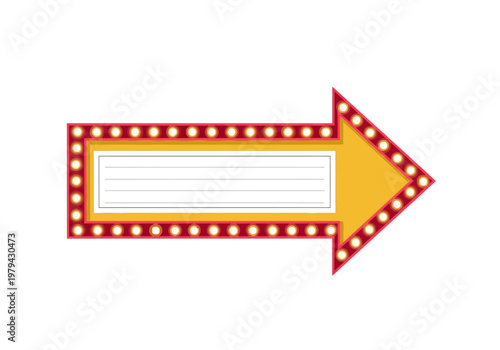 Retro Marquee Arrow Sign with Light Bulbs for Directional Guidance and Vintage Ambiance