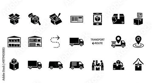 Logistics and transportation icons set.