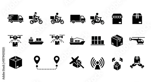 Logistics and transportation icons set.