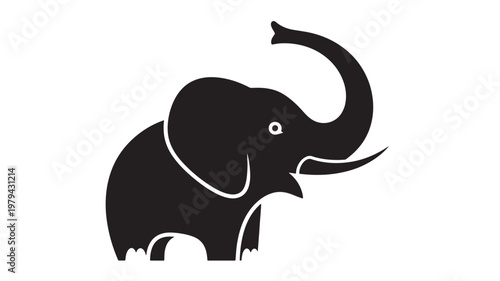 Elephant silhouette logo with curved white lines and minimalist vector style for safari and nature branding