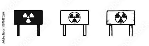Radiation Warning Sign Icon Set - Nuclear Danger and Alert Symbol