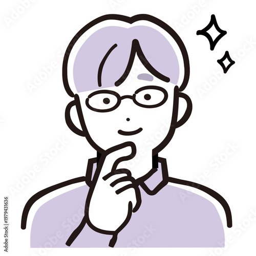 ひらめくパパ（メガネ）／納得・解決・アイデアの男性イラスト