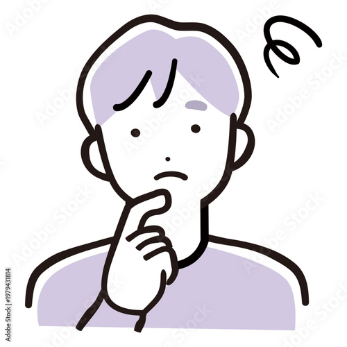 考え込むパパ／検討・思案・迷う男性のシンプルイラスト