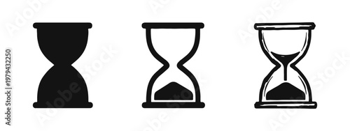 Sandglass Clock Icon Set in Different Artistic Styles