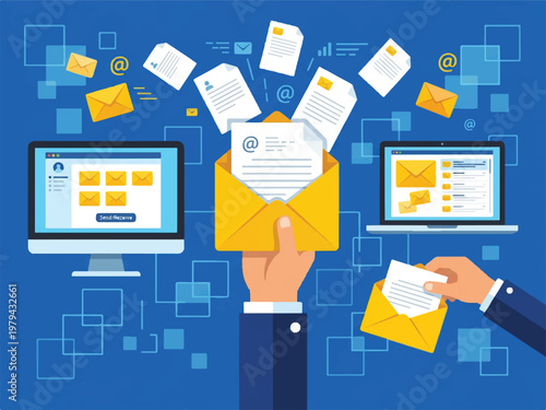 Email marketing digital communication online messaging electronic mail correspondence inbox outbox mail message technology internet emailing
