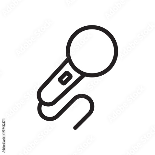 Outline mic icon isolated flat style design.