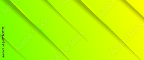 Abstract Green and Yellow Gradient Background with Overlapping Diagonal Shapes, Modern 3D Paper Cut Layered Style Vector Illustration for Sports, Energy, and Summer Marketing Design