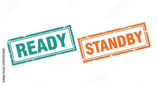 Simple digital status indicators showing ready and standby modes in a modern user interface design