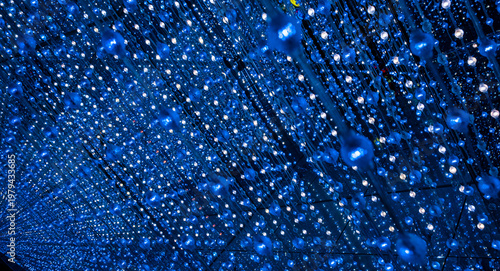 an immersive light art installation, likely featuring thousands of hanging LED lights to create a starry sky or light tunnel effect
