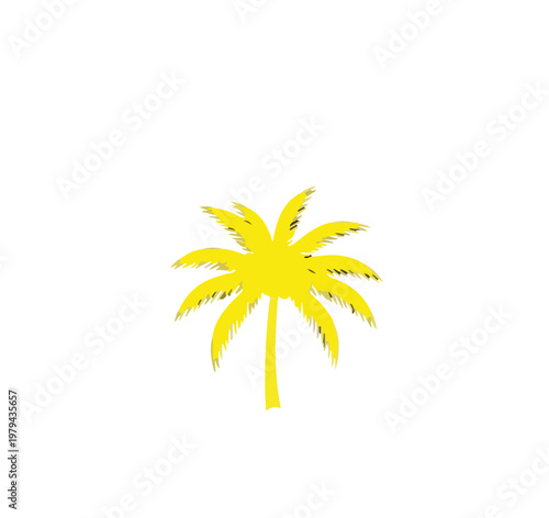 Bright Yellow Palm Tree Silhouette Icon.