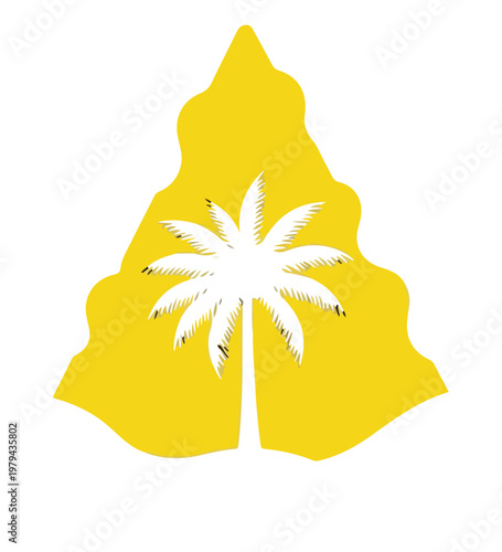 Palm Tree Silhouette Isolated White Background.