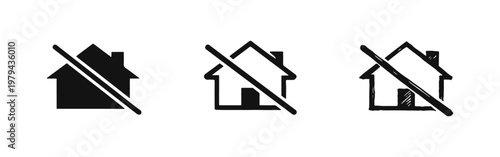 Forbidden House No Housing Icon Set - Property Restricted or Sold Concept