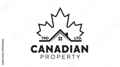 Canadian property logo with maple leaf and house icon representing TRD LTD real estate branding featuring Canada, realty, crown shape with housing