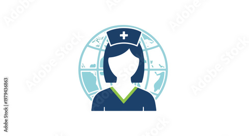 Illustration of a healthcare professional nurse wearing a face mask and medical uniform with a stethoscope