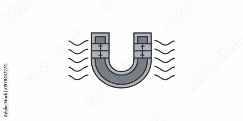 Illustration of a horseshoe magnet displaying magnetic field lines