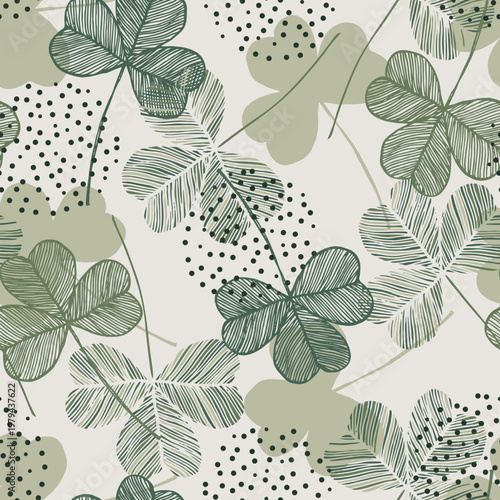 Clover seamless abstract pattern. Illustration flat style