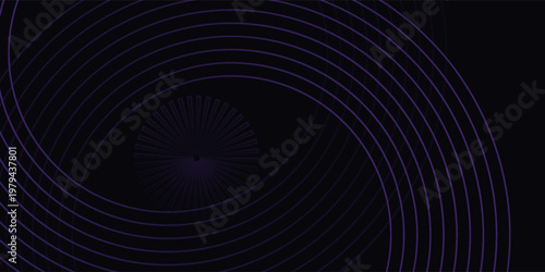 PrintAbstract Bold Dark Violet Curved Lines Intersecting on Black Background