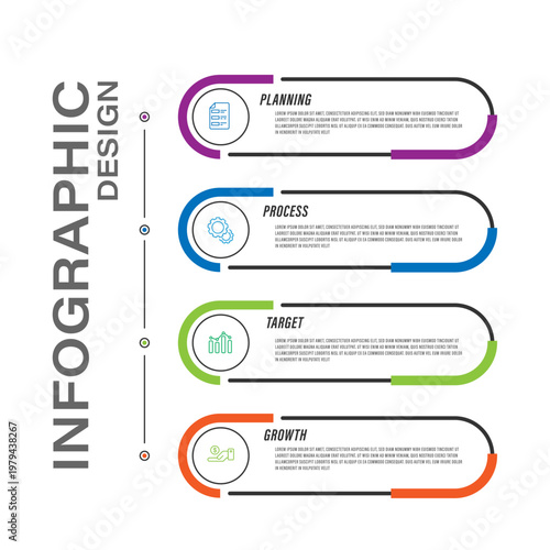 rounded rectengle shape timeline infographics template presentations and business concept charts 4 options