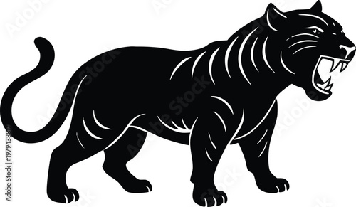 Black panther roaring vector illustration