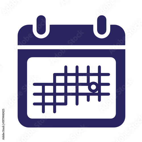 Dark blue calendar with grid pattern and marked date schedule