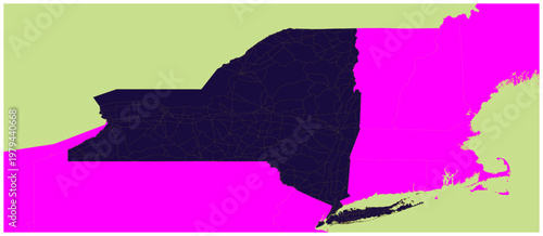 New York Road Map Vector Outline map for reuse ai and edible 