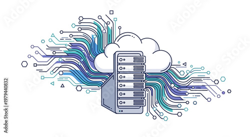 Cloud computing server rack with data network connections