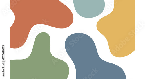 Colorful abstract shapes on white.