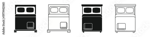 Simple collection of vector bed icons featuring four different styles of furniture interior design elements