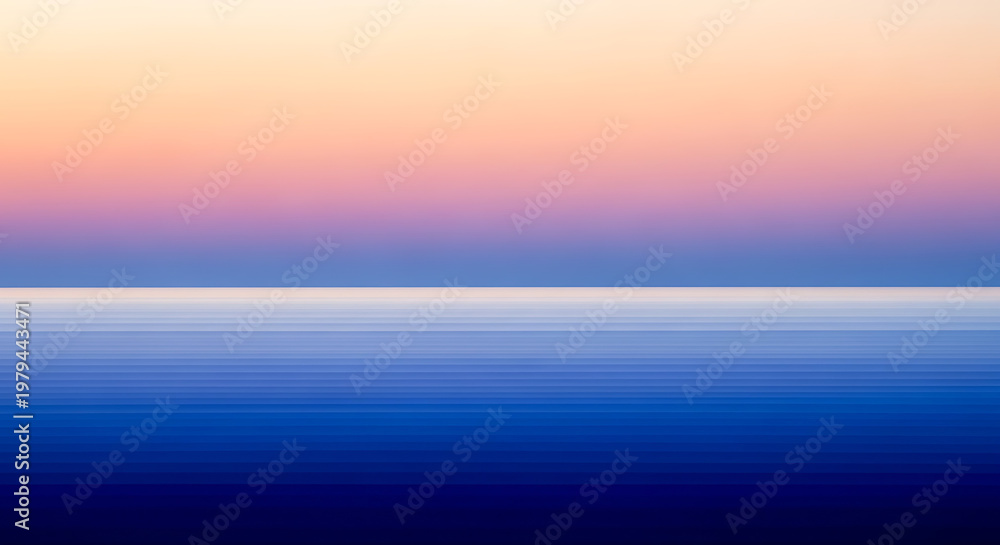 Obraz premium Abstract serene ocean horizon at sunset with color gradient, color splash