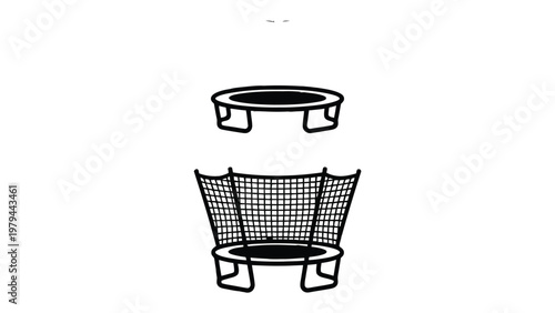 Trampoline Illustration: Simple and elegant line drawing of a trampoline, perfect for adding a touch of fun to any project.