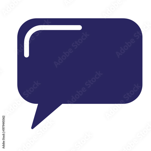 Dark blue speech bubble with white highlight chat symbol messaging