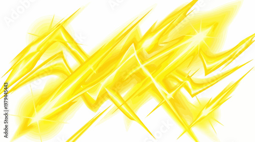 Vibrant yellow lightning bolts illuminate the dark sky with energy.