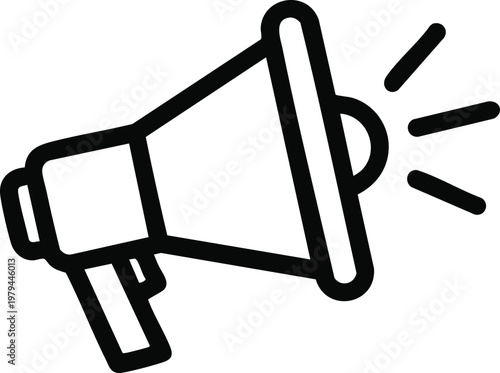 Megaphone outline icon for announcement and marketing