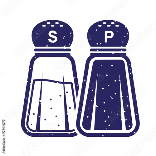 Salt and pepper shakers, navy blue vintage style seasoning spice