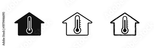 House thermometer icon for smart home temperature and climate control