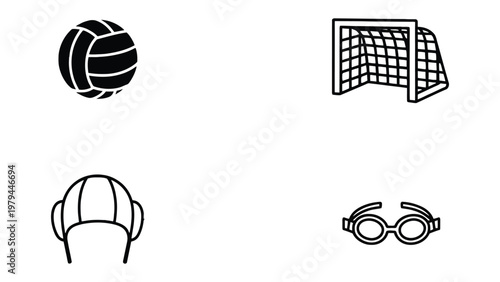 Water Polo Essentials: A simple and neat depiction of water polo equipment, encompassing the essence of this dynamic water sport.