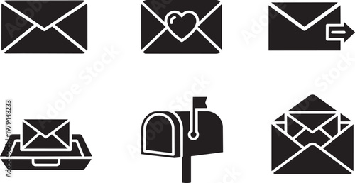 Black and white of camera, reel, clapperboard, megaphone, and clapperboard with reel