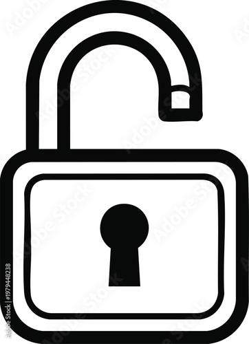 Unlocked padlock outline icon for access granted