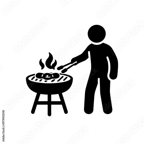 Person Cooking on Grill Icon