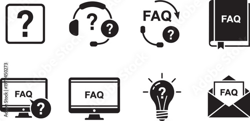 Of question mark symbols and faq concept with lightbulb and gears abstract concept