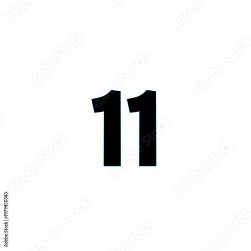 Photography Bold black number 11 isolated on white background
