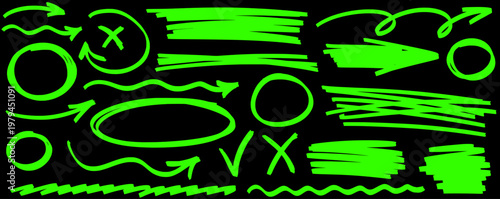 Calm hand drawn sketch where highlight and marker soften the look, arrow leads the line, pen and pencil shape underline, stroke and shape.