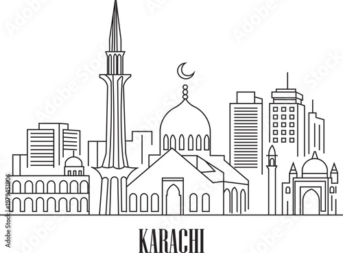 Karachi City Line Draw Simple Minimalist