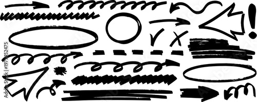 Hand drawn sketch where highlight and marker guide the eye, arrow follows the line, underline appears naturally and shape feels soft in pen motion.