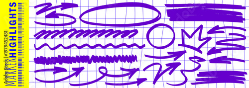 Fresh drawn sketch with highlight and marker touches, arrow leads the line and underline creates a calm shape in pen motion.