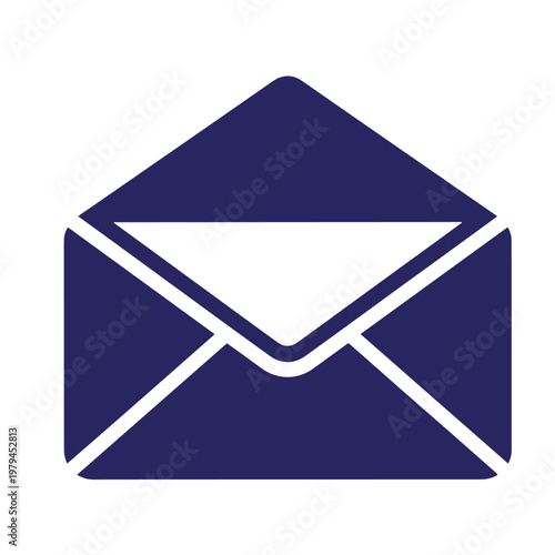 Dark blue envelope with white outline, closed with flap up email closed envelope